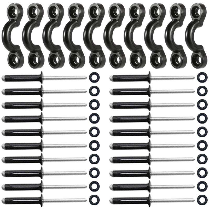 CLIO 10 Pcs Kayak Pad Eyes Kit with 20 Tri-Grip Rivet Kit for Kayaks - Image 1